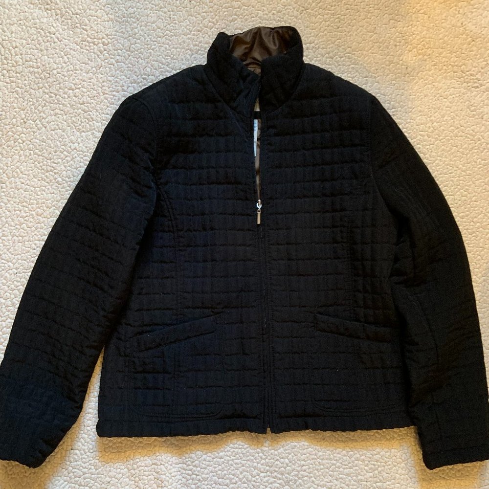 Black Quilted Waist-length Jacket